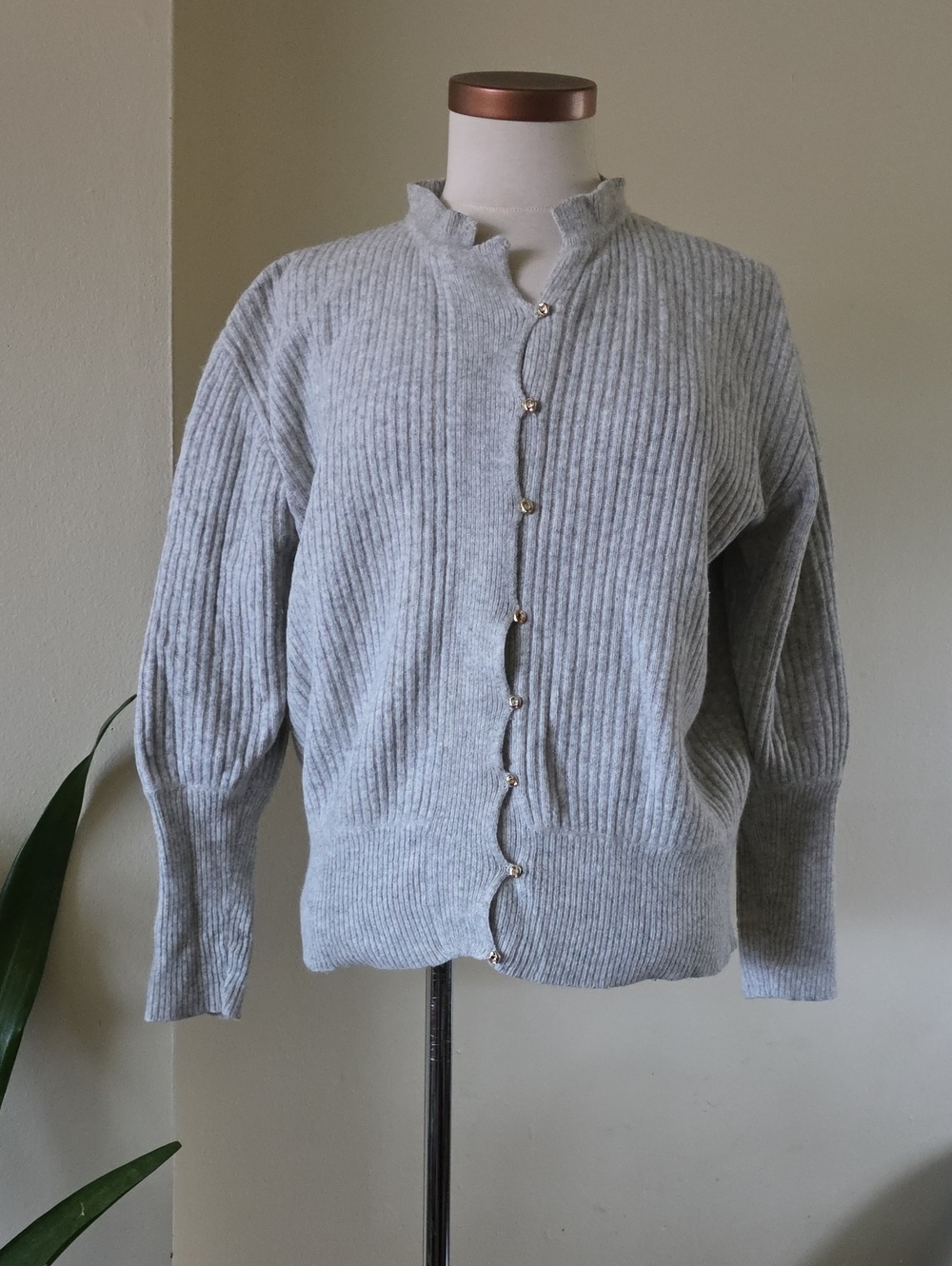 Vintage RINO ROSSI Knit Lambswool & Rabbit Hair Angora Puff Sleeve Cardi - S - Picture 11 of 14